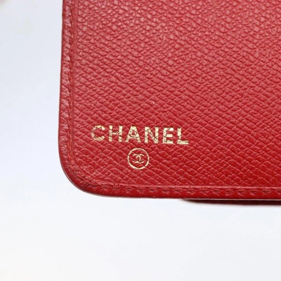 CHANEL COCO Mark Day Planner Cover Leather Red Gold CC Auth - Picture 12 of 16